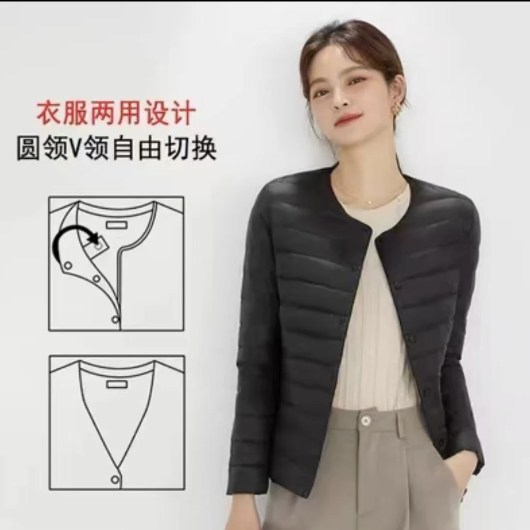 JJ01卡码拍大外套女24年轻便新款秋冬圆领变V领保暖外套