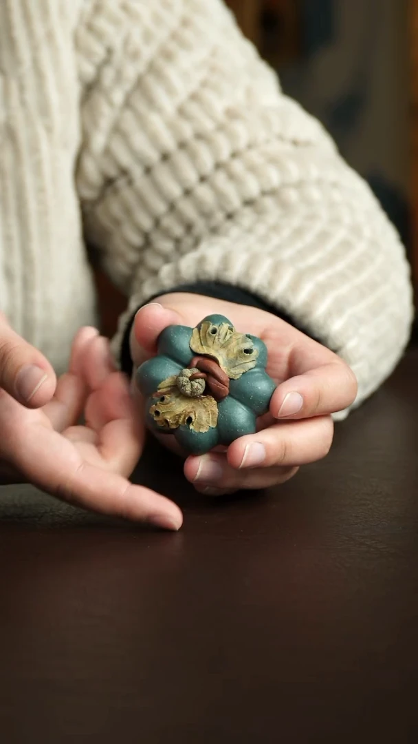 茶杯紫砂2号 南瓜盖置 宜兴紫砂原矿作品