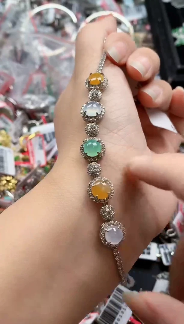 银S925镶嵌戒指翡翠天然A货缅甸翡翠