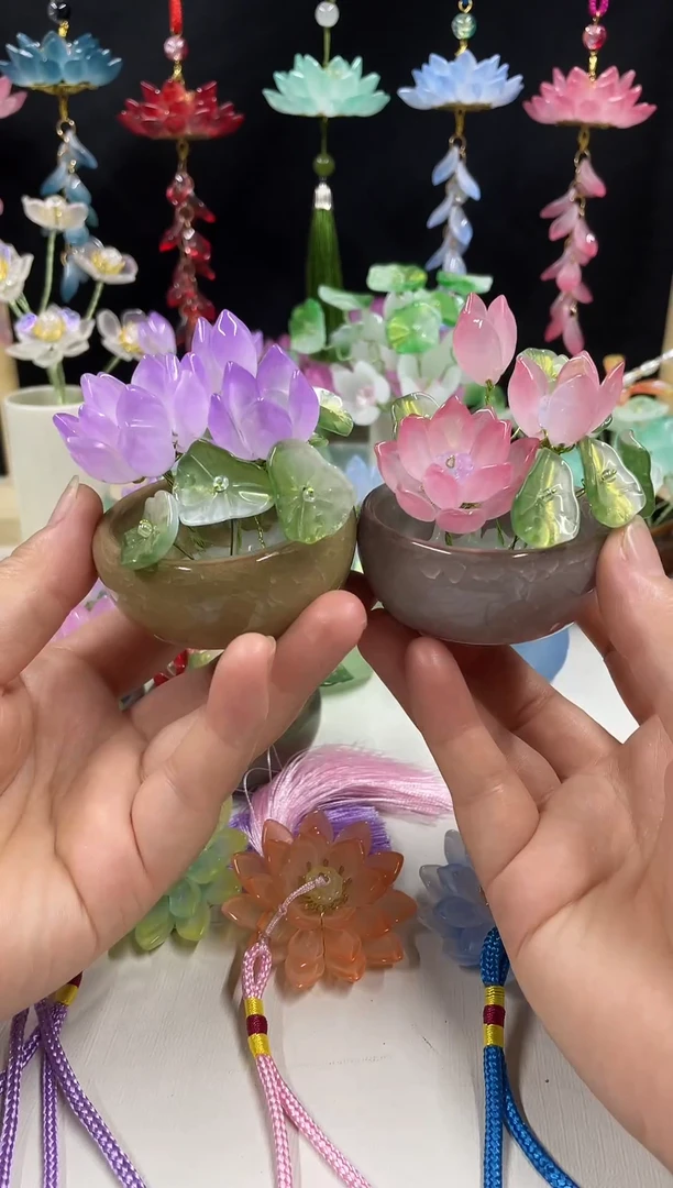 琉璃琉璃荷花小盆栽```````