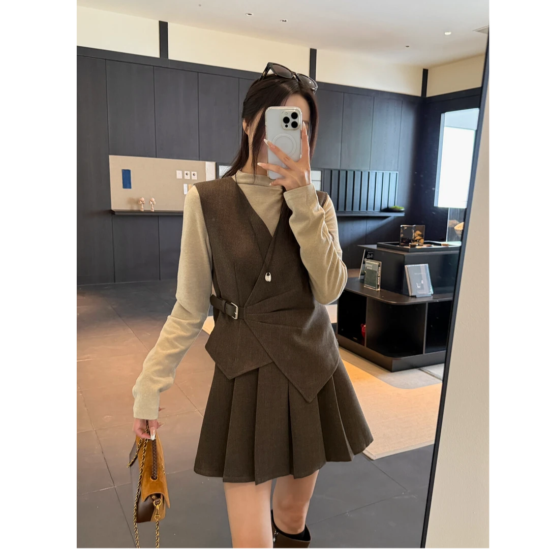 秋冬显瘦室内穿搭大码三件套套装 6160