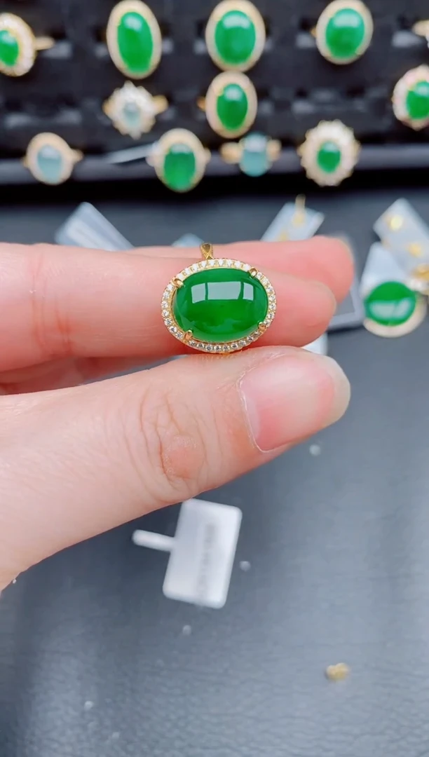 【闪购商品】翡翠戒指银S925镶嵌天然a货翡翠470