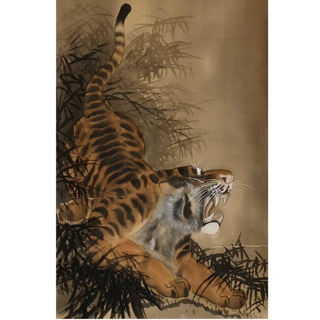 【辽拍】V250709-2-362《虎》（3.4平尺) 绢本镜片 ws1230
