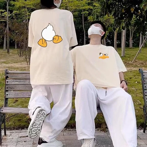 情侣短袖t恤一男一女潮牌高级感2025新款爆款夏季潮流宽松情侣装