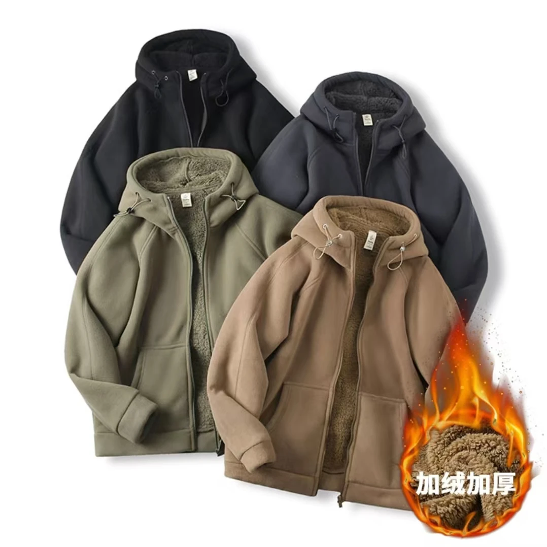 男/女款！聚保暖~双面摇粒加绒加厚拉链帽衫