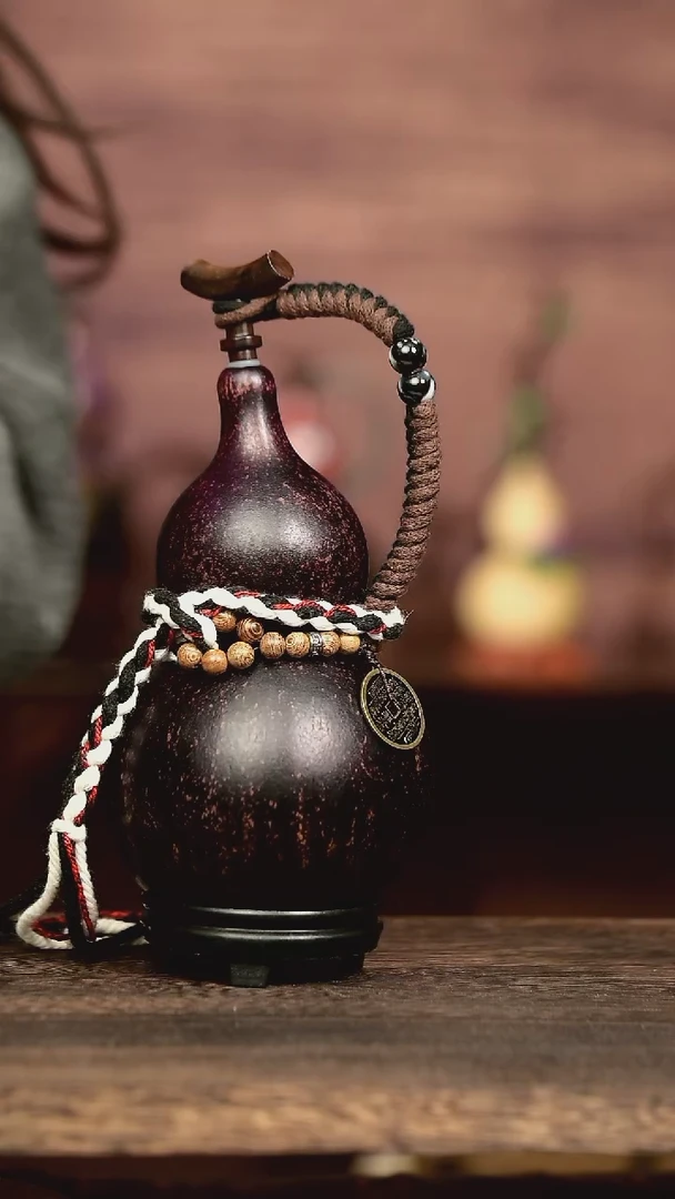 708号中药煮色  500ml左右 大漆葫芦水壶/酒壶 一物一拍