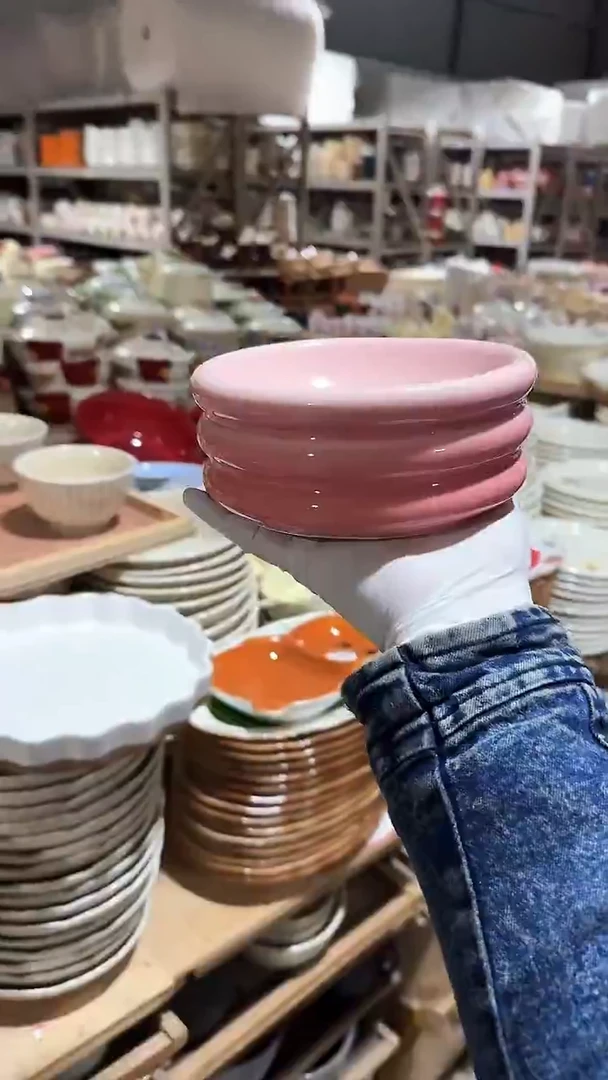 陶瓷粉色三层胖胖碗微瑕 凑满20元包邮