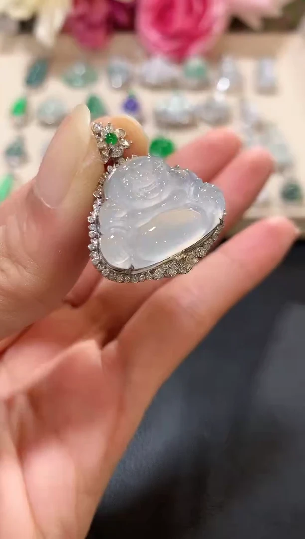 吊坠(不含链)18K金镶嵌翡翠z127