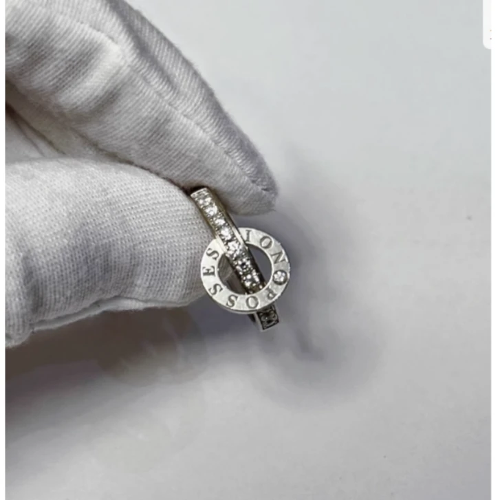 99新 Piaget/伯爵 小花6欢 posseission系列 18k白金镶钻戒指 53