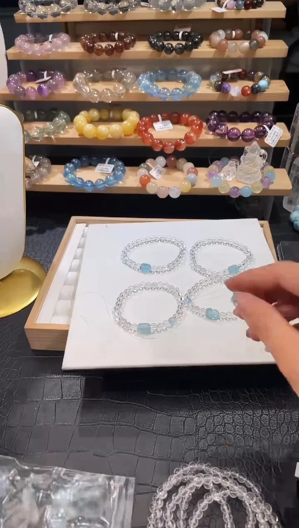 水晶手链未镶嵌A475海蓝宝貔貅手链6mm多样性发一