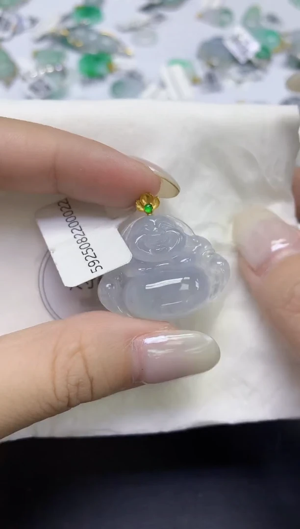 颈饰18K金镶嵌翡翠天然缅甸翡翠A货百元以上9元证书费自理