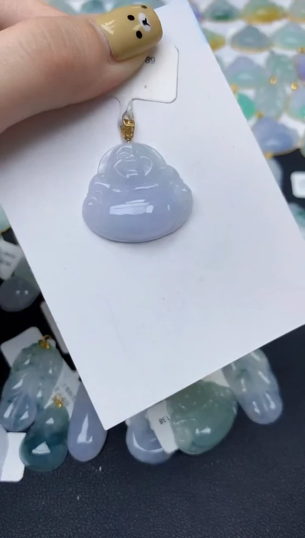翡翠18K金镶嵌颈饰天然翡翠A货