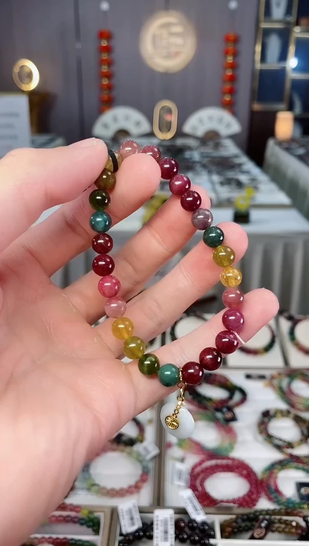 未镶嵌老矿碧玺单圈手串7mm+碧玺xion多样性发货一条