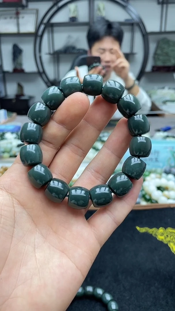 未镶嵌手串和田玉纯天然新疆且末蓝调14直切