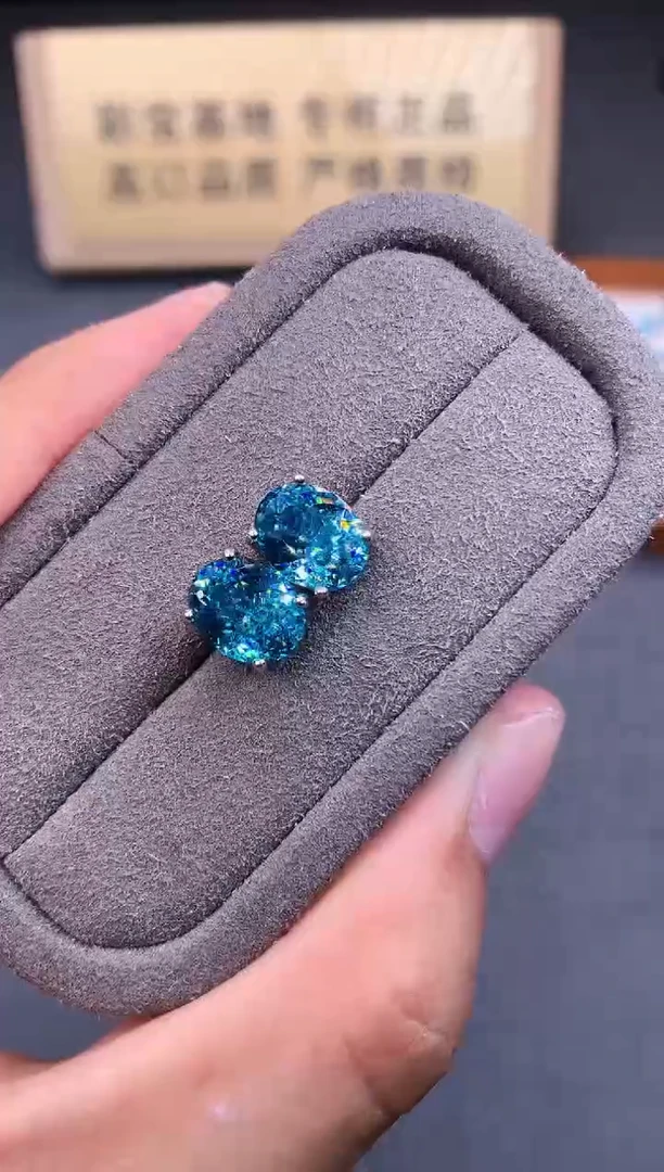 银S925镶嵌耳饰帕拉依巴碧玺2222