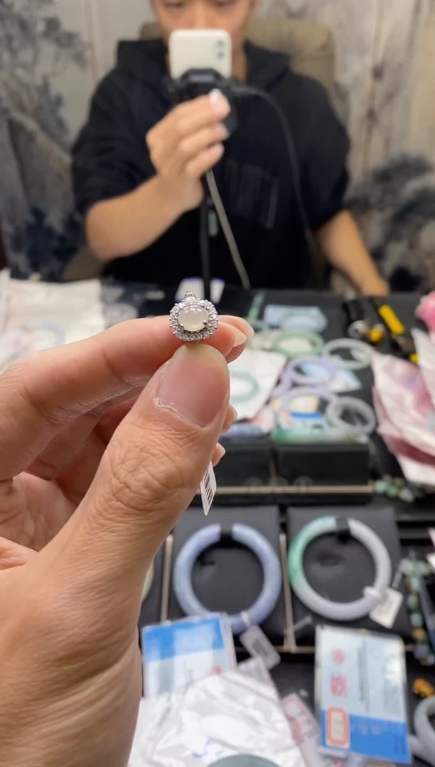 【闪购商品】翡翠戒指银S925镶嵌天然A货翡翠34