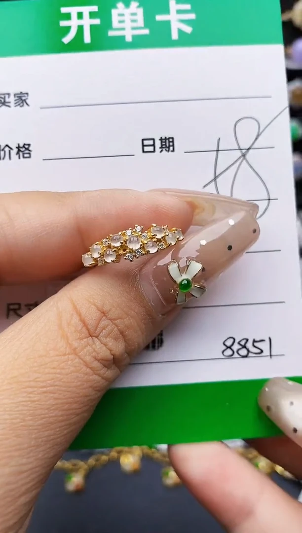 翡翠戒指银S925镶嵌8851