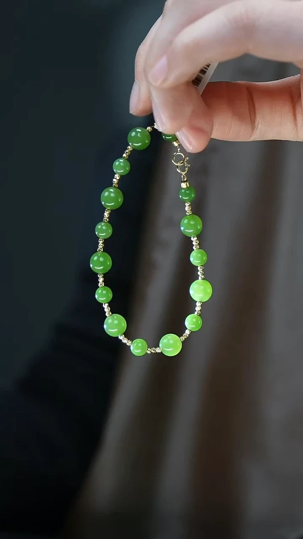 18K金镶嵌手链和田玉（碧玉）30