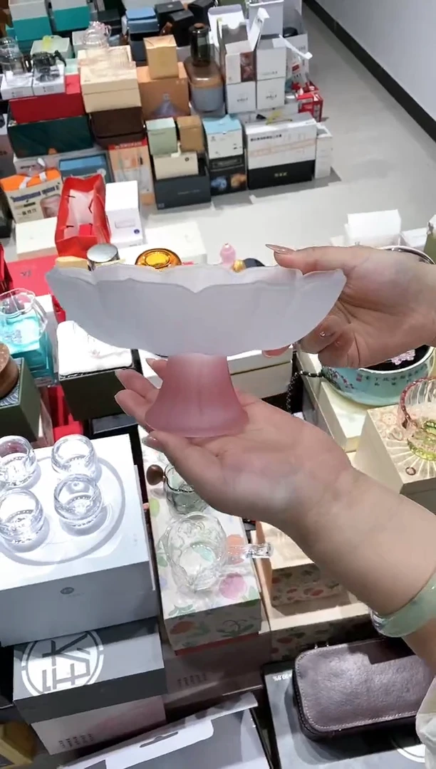 【闪购商品】十里琉璃葵口高足果盘茶点盘