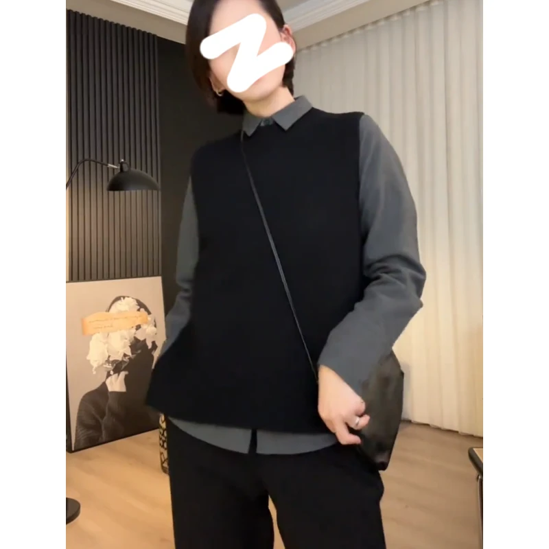 圆领纯色背心马甲2025秋季大码胖MM复古百搭宽松加厚无袖好看上衣