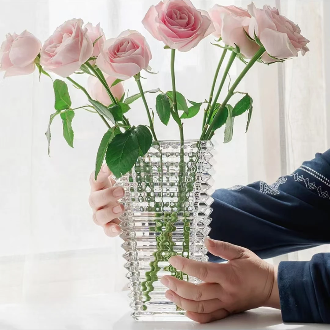 璀璨高级感透明玻璃花瓶插花鲜花水养水培轻奢高档客厅摆件家居