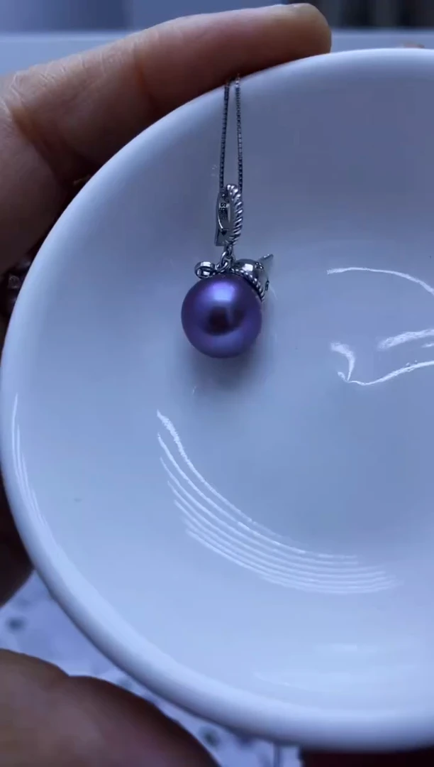 颈饰银S925镶嵌淡水珍珠吊坠