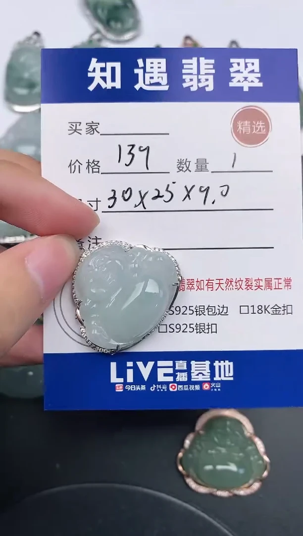 翡翠银S925镶嵌颈饰挂件