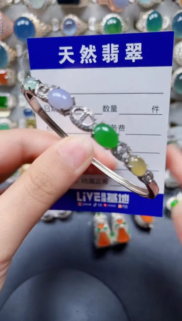 银S925镶嵌手镯翡翠301