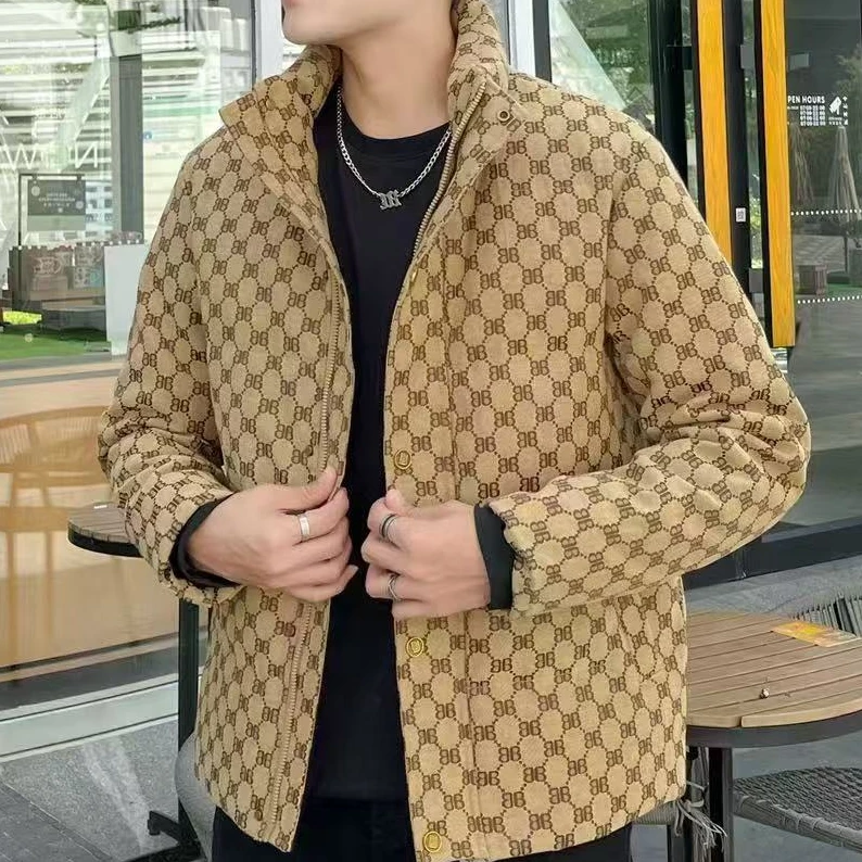 CB-66858-秋冬季新款时尚提花字母时尚立领羽绒服外套*袁