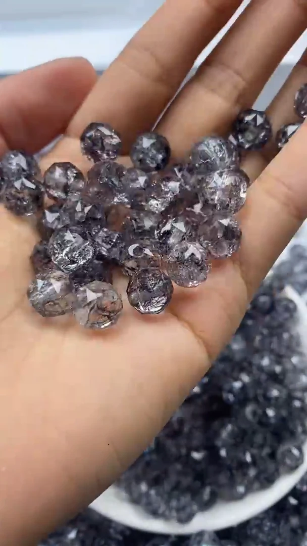 颈饰未镶嵌水晶W3222-黑色碧玺切面10mm*10颗