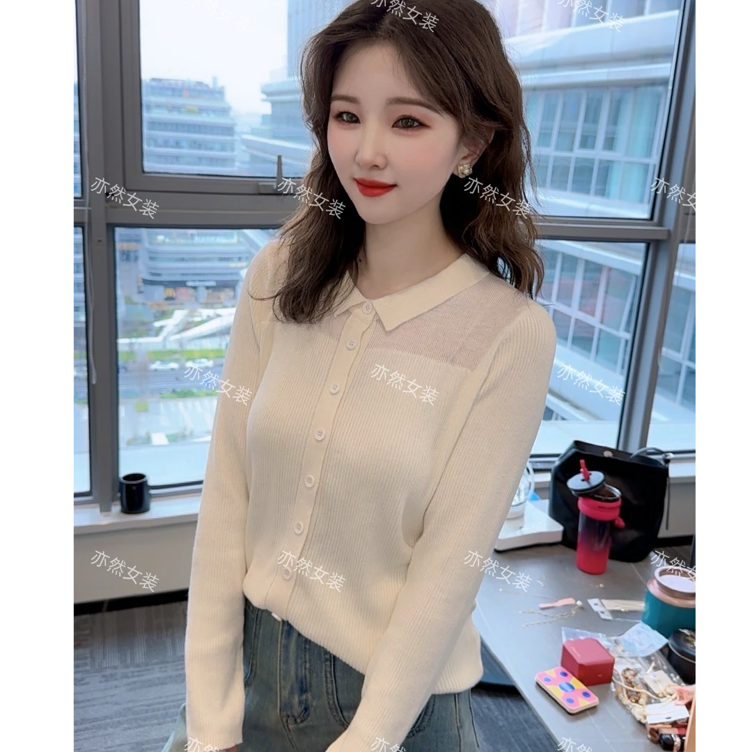 【亦然】超细绵羊毛~秋季穿搭小翻领衬衫POLO领春季薄款针织衫