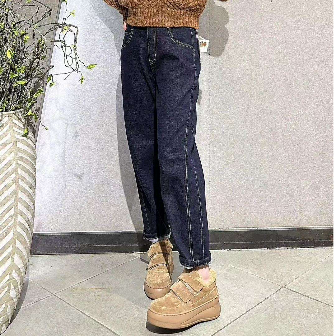 2025豆豆精选9933 蒂言冬款加绒两粒扣时尚百搭复古休闲牛仔裤
