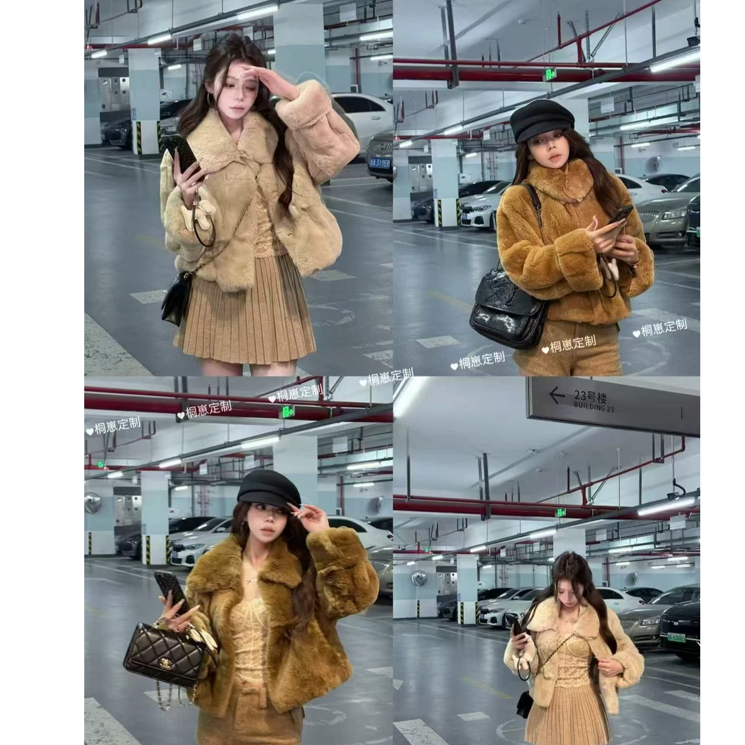 新款獭兔多用领短款外套59175B