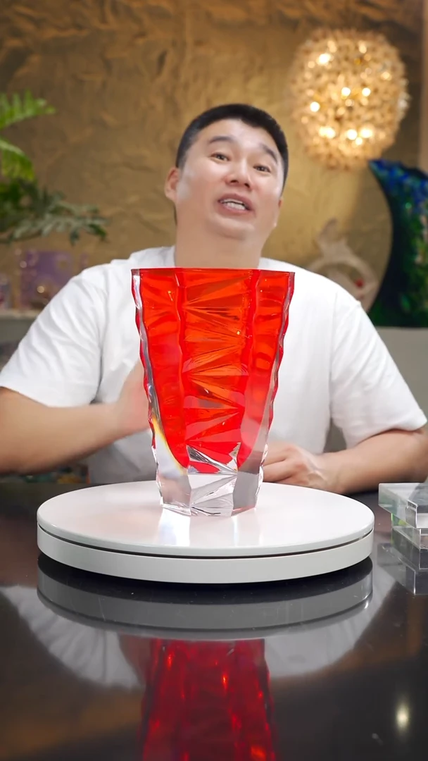 摆件福利红色切面花瓶