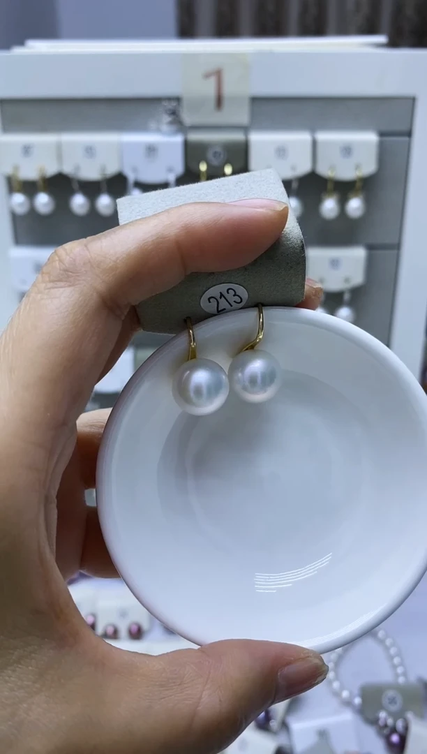 银S925镶嵌淡水珍珠耳饰213