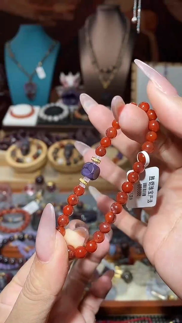 18K金镶嵌颈饰水晶红极光DIY手串