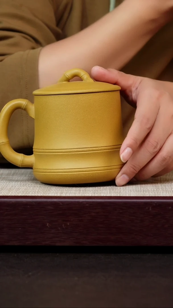 茶杯紫砂黄金段竹节盖杯