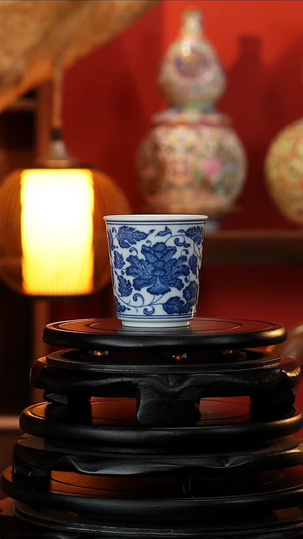 摆件青花牡丹单杯