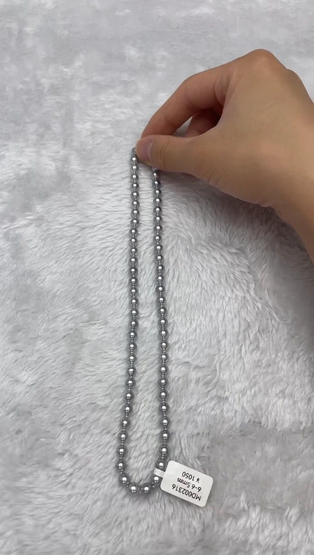 项链银S925镶嵌海水珍珠AK真多麻6-6.5mm