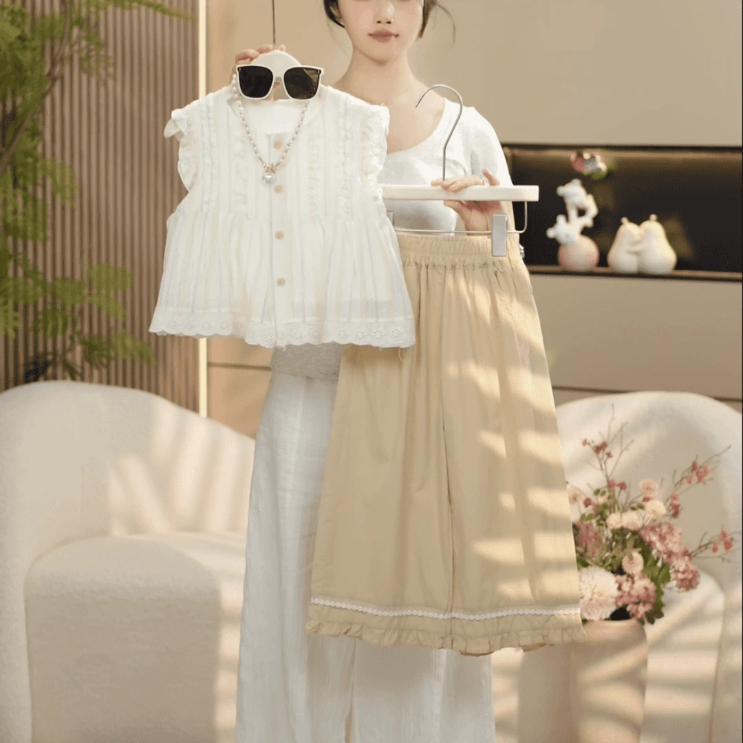 女童夏季无袖娃娃衫女宝宝宽松阔腿裤小女孩上衣中大童两件套夏款