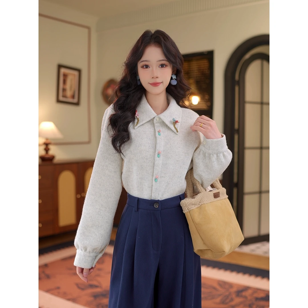 DaYuanSAD【花汐】芷莹独特漂亮绣花衬衣上衣女别致长袖衬衫#L15223