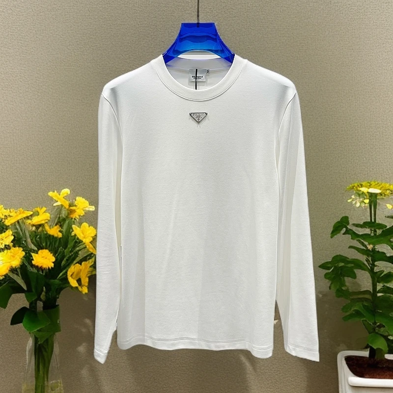 古帝特尼秋冬季新款三角标刺绣亲肤莫代尔柔感纯色圆领长袖Z-2392