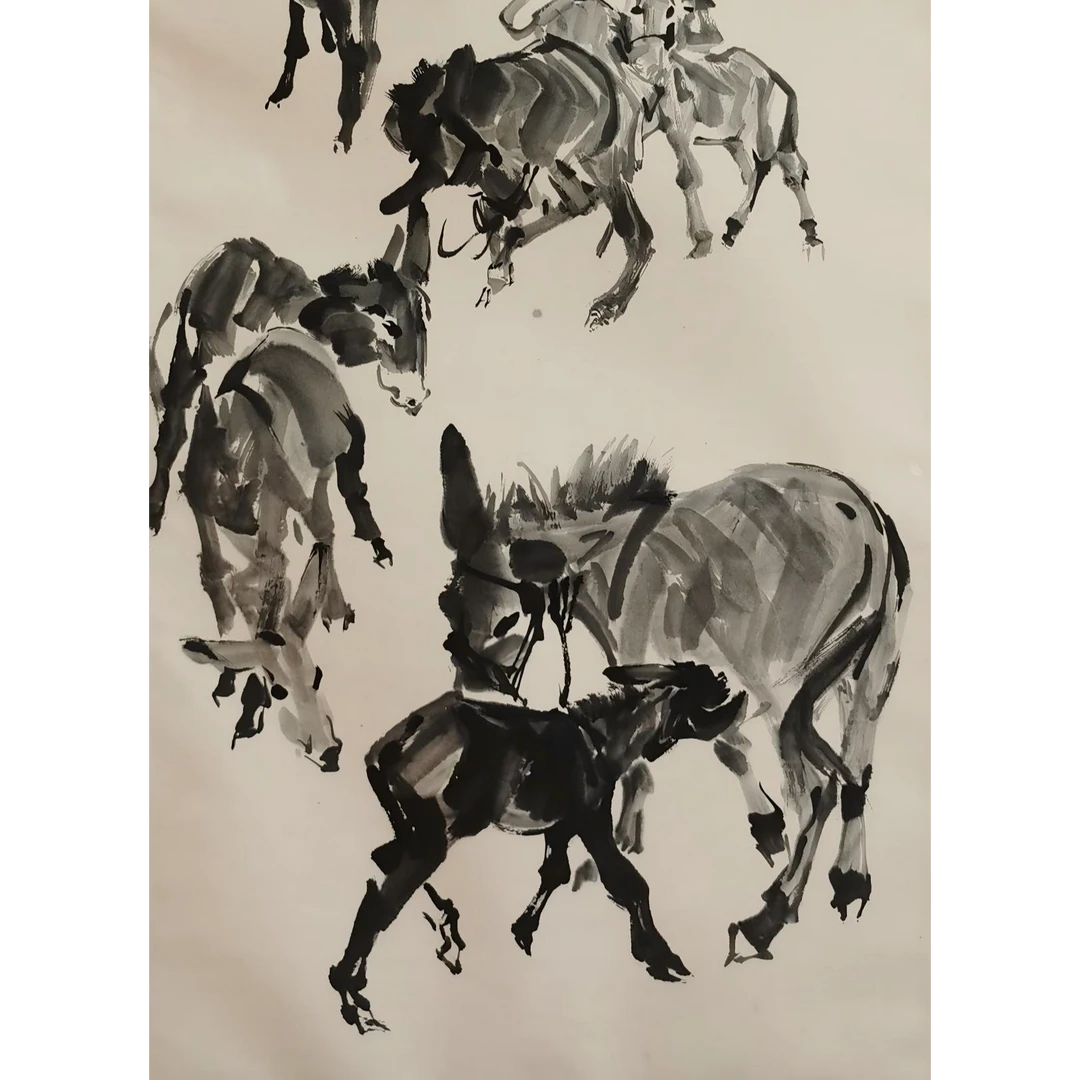 【辽拍】V250709-2-682《驴》（8.1平尺）纸本镜片 yy1207w