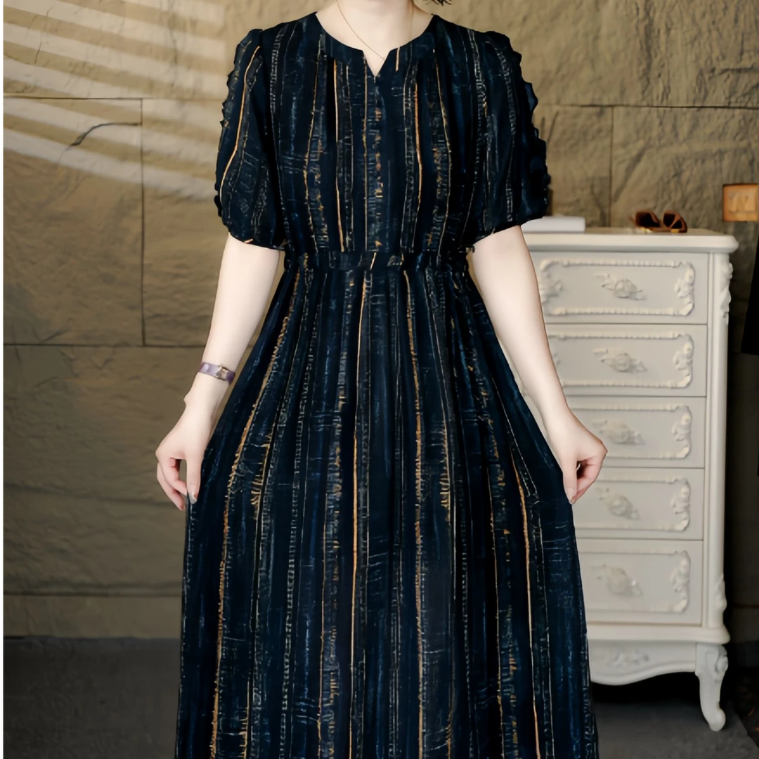 6869【依】夏季百搭时尚简约休闲显瘦遮肉减龄连衣裙