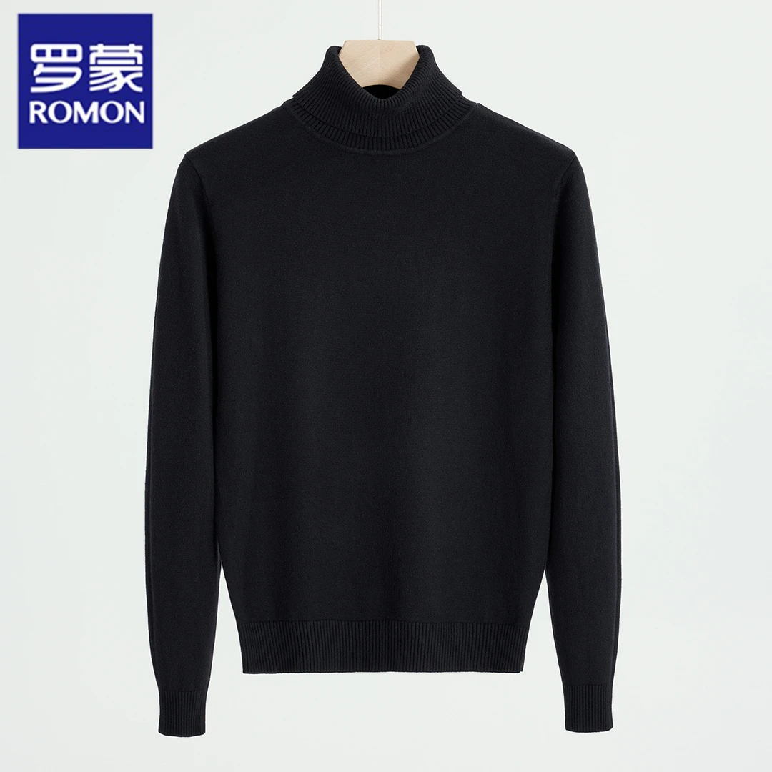Romon/罗蒙高领毛衣男款春秋冬季2025新款针织毛线上衣内搭打底衫