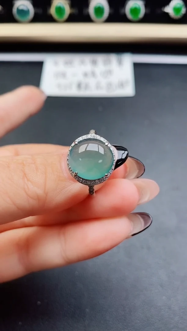 翡翠戒指银S925镶嵌85000