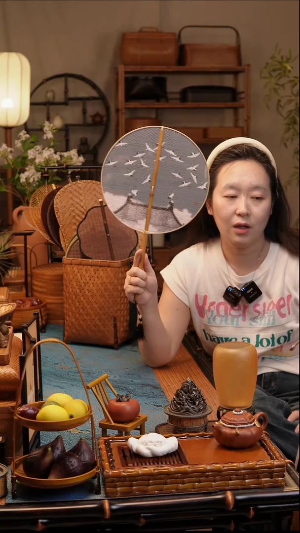 瑞鹤团扇玉竹团扇