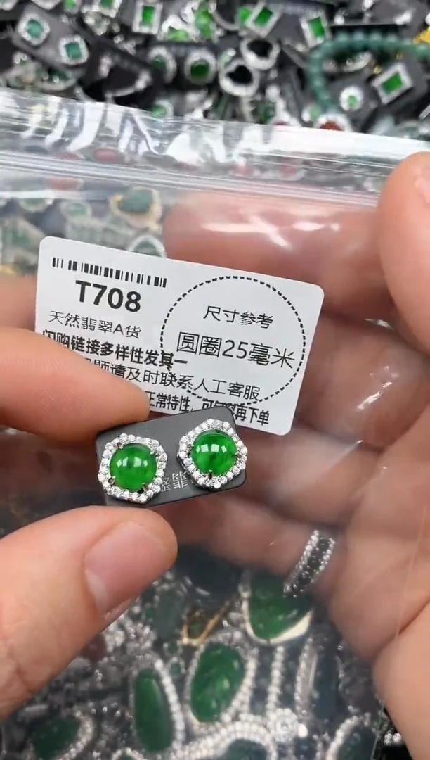 翡翠未镶嵌颈饰哥***目T708耳钉