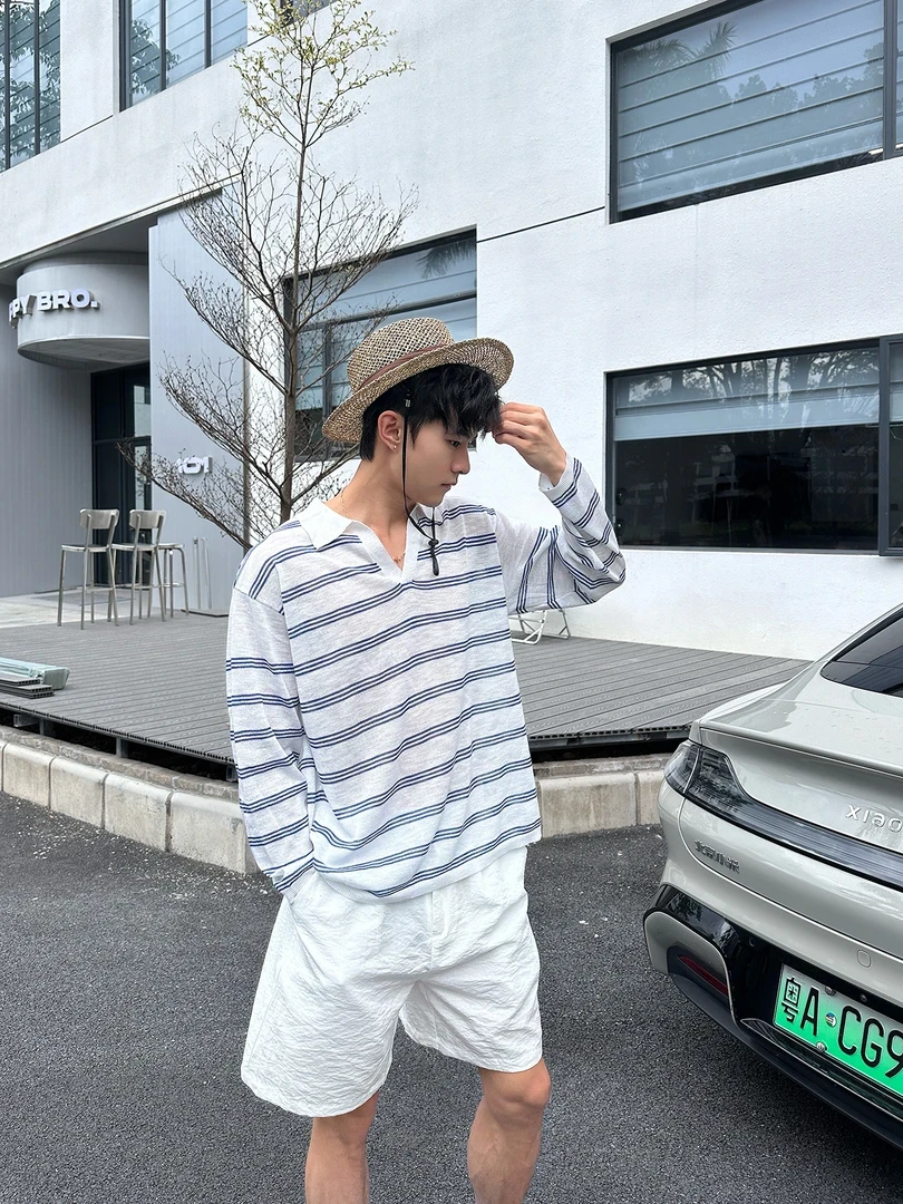 【艺术条纹】娅衣阁定制丨夏季新款条纹防晒衫男宽松休闲长袖T恤