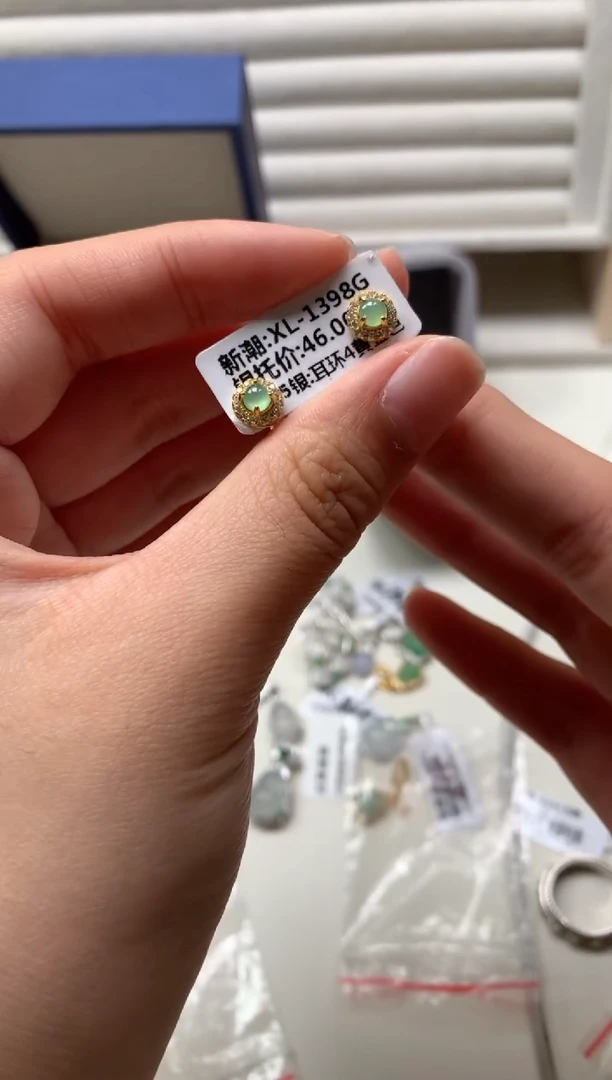 银S925镶嵌戒指翡翠耳饰1